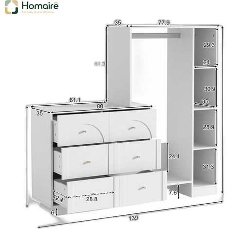 Schrank weiß aus Polyester 139 x 35 x 133 cm HOMAIRE (1/5)
