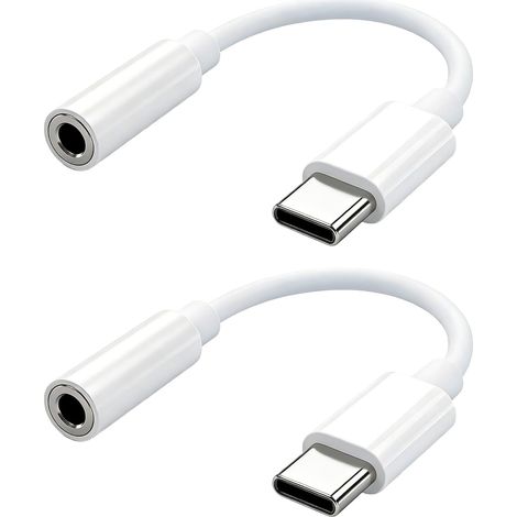 2 Pcs Adaptateur USB C Jack, 3.5mm Prise USB C vers Jack Compatible avec Galaxy S22/S21/S20/S20 FE/Note20/Note10, Google Pixel 8/7, Hua-wei P40/P30 Pro/P20 Pro - Blanc (1/5)