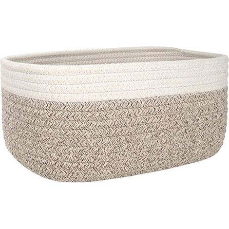 Paniers de rangement tressés pour l'organisation, panier cadeau pour bébé, panier tressé en coton naturel doux et résistant pour l'organisation de la maison, design décoratif (1/5)
