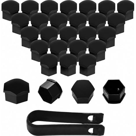 25 Pièces Cache Ecrou 17 mm Capuchons Protection Hexagonal Plastique Protecteurs Boulon Ecrou Couvre pour Ecrous de Roue avec Outil Demontage pour Voitures-Ne Convient Pas pour Q7 (1/5)