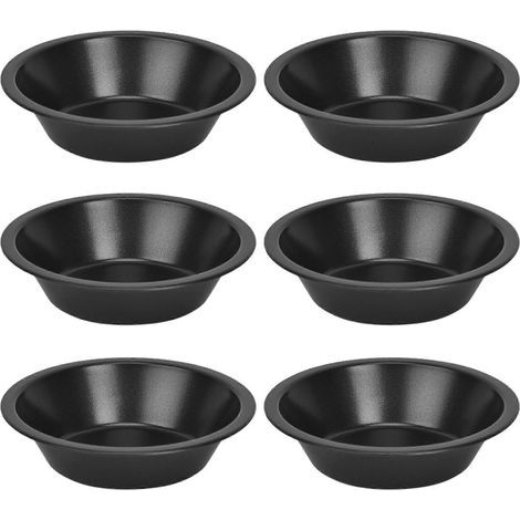Lot de 6 mini-moules à tarte de 12,5 cm (5 pouces) en acier au carbone antiadhésif de qualité alimentaire, compatibles lave-vaisselle et four, pour la cuisson de desserts, gâteaux et tar (1/5)
