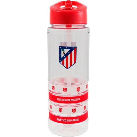CYPBRANDS Atlético de Madrid Botella de Agua Deportiva 700 ml con Tapa Roja Antigoteo, Bidón Transparente de Plástico, Producto Oficial