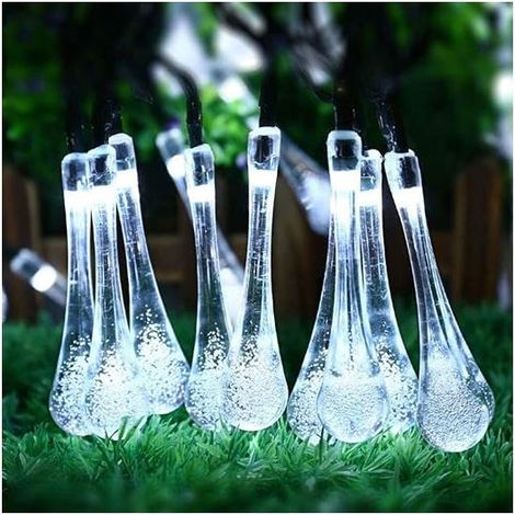 Guirlande Lumineuse Solaire - 20 Led, 5M Décorations Extérieures Pour Jardin - 8 Modes, Étanches Lampes Festons Pour Fêtes,Terrasse, Cours Et Arbre - Blanc