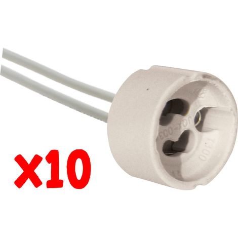 , Blister De 10 Douilles Gu10 Avec Câbles De Connexion Pré-Câblés De 10 Cm, Tension Max. 240 V, Courant Nominal 2 A, Culot Standard (1/2)