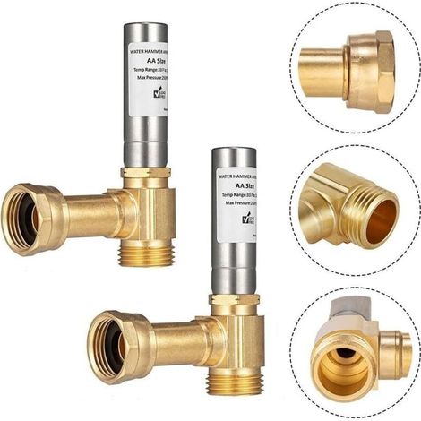 Amortisseur de coups de bélier pour lave-linge Réduit le bruit des coups de bélier Vanne d'arrêt (lot de 2), compatible avec les raccords de tuyauterie standard (1/3)