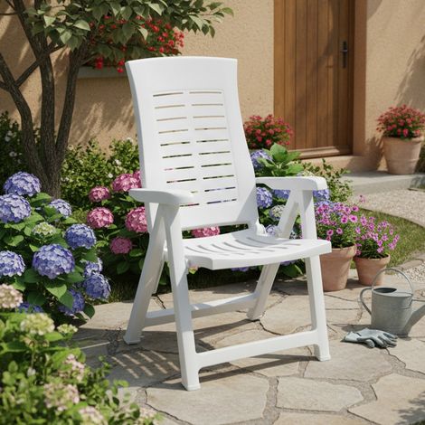 Outdoor-Stuhl Rhump, ein Stuhl, verstellbare Rückenlehne, Made in Italy, Multiposition, Weiß (1/3)