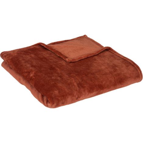 Plaid Doux Uni "Flanel" 130x180cm Terracotta (1/2)
