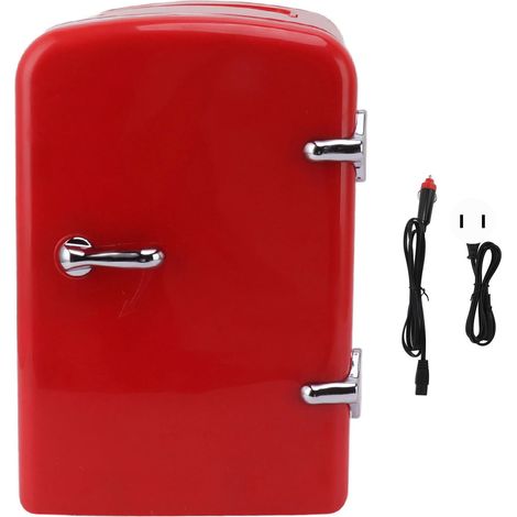 Mini réfrigérateur 4L portable, glacière réchauffable personnelle, prise US 12V DC pour voiture, AC100-240V rouge, pour soins de la peau et boissons (1/5)