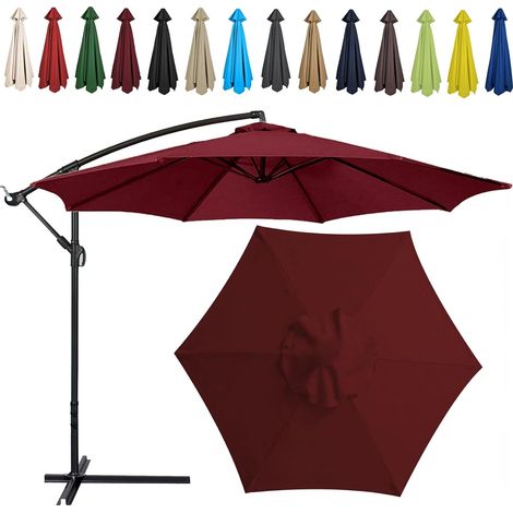 Auvent De Remplacement pour Parasol , Toile De Parasol Déporté Remplacement Pour Cour, Jardin, Plage, Protection UV,8ribs-250cm,Vert Foncé