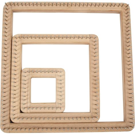 - Planche à tricoter carrée en bois - Planche à tisser faite à la main pour la fabrication de tapis, écharpes, chapeaux, gants, chiffons, chaussettes, accessoires de tricot, cadeau pour débutants (1/5)