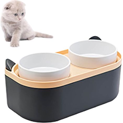 Gamelle ergonomique pour chaton - Gamelle réutilisable pour chat Gamelle robuste pour chats Livraison, Gamelles pour animaux, Repas pour chat, Gamelles surélevées à double bac pour animaux (1/5)