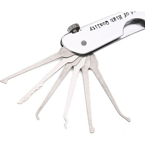 Kit de crochetage de serrure pliable 7 en 1, en acier inoxydable avec clé, Kit de formation Compact pour débutants et professionnels (1/4)