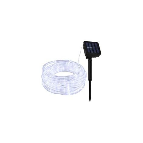 12M 100LED Guirlande Lumineuse Solaire Extérieur Étanche Blanc Tube Rope Guirlandes Lumineuses pour Jardin Terrasse Cour Backyard Chemin Clôture Arbre Noël Mariage Décoration Lumière