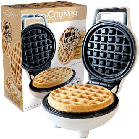 Mini Gaufrier Rond avec Plaque Chauffante Anti-Adhérente - Machine à Gaufres - Appareil Idée Cadeau Pâtisserie Cuisine - Recette Incluse - 3885 (1/5)