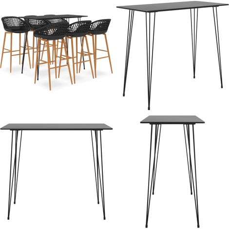 Ensemble de bar 7 pcs Noir - Ensemble De Bar - Mobilier De Salle À Manger - Table De Bar - Tabourets De Bar - Design Moderne - Home & Living (1/5)