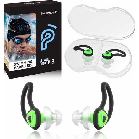 Bouchons d'oreilles de natation 2 paires, imperméables, réutilisables, silicone, pour adultes (1/5)