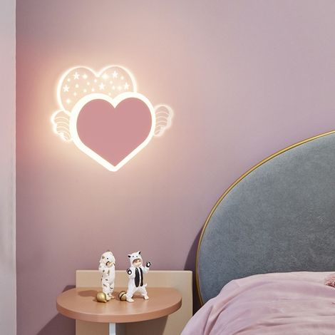 Applique murale LED cœur, acrylique, 3 couleurs dimmables, pour chambre d'enfant(rose) (1/5)