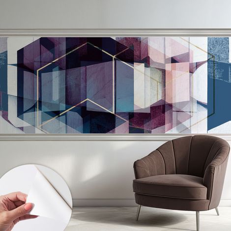 Papier peint autocollant avec imprimé décoratif pour salon et chambre à coucher Installation facile Cubes géométriques 250x104 cm (1/5)