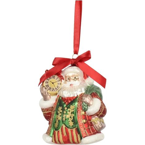 Decorazione Babbo Natale in vetro con box H13 cm (1/4)