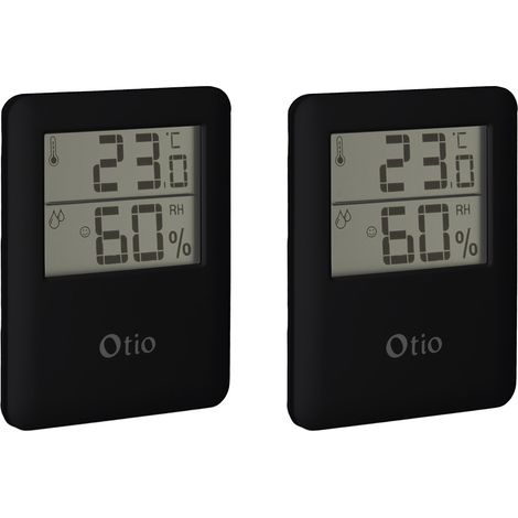 Lot de 2 thermomètres hygromètres magnétiques LCD - noir - Otio (1/5)
