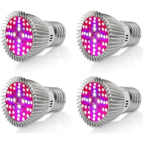 [4 pièces] Lampe de croissance à LED 10W E27, lampe de croissance à spectre complet-Chrom (1/5)