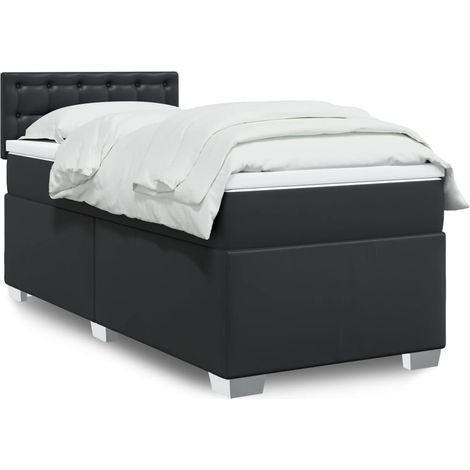 Boxspringbett mit Matratze Schwarz 90x190 cm Kunstleder