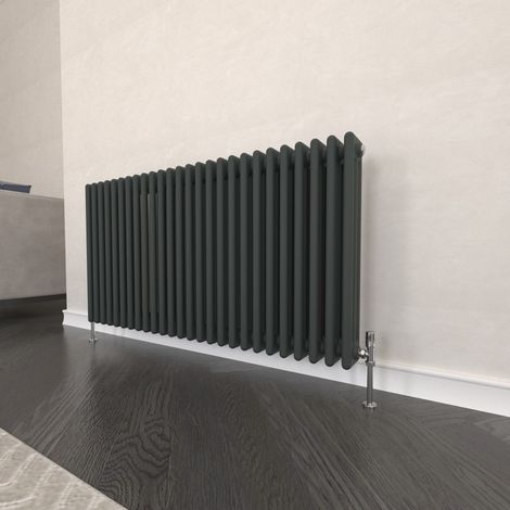 T&K Horizontal Radiator Traditional 3 Column Designer 600x1190mm Anthracite Modern Cast Iron Style Central Heating Rads (1/5)
