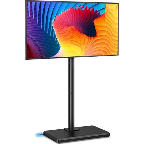 Meuble TV au Sol avec Support pour téléviseurs de 26 à 55 Pouces pesant jusqu'à 77 LB, Meuble TV pivotant et inclinable à Hauteur réglable avec Base en Bois, Noir (1/5)