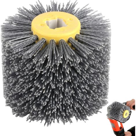 Brosse à polir la peau - Poils naturels - Forme hyperbolique pour le polissage des surfaces concaves et convexes - Grain 120 pour le bois et le métal - 1 pièce - Pour menuisiers et bricoleurs - Marron (1/5)