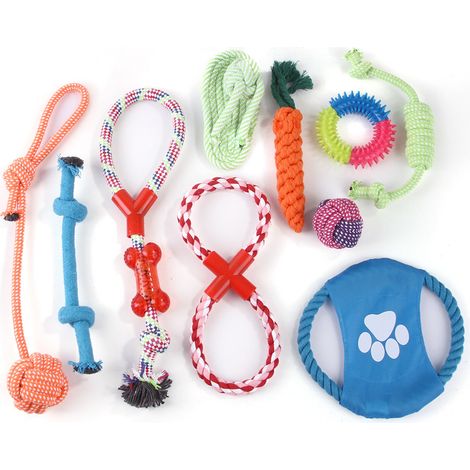 Hundespielzeug, ein Set mit 10 Teilen, Kauspielzeugseil, interaktives Hundespielzeug