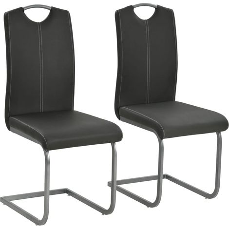 Juego de 2 sillas cantilever comedor cocina diseño moderno sintética gris CDS020330