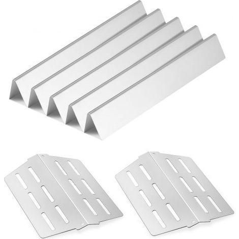 5 Flavorizer Bars + 2 Heizplatten, Aromaschienen Flammenverteiler für Grills (Weber Genesis 300-Serie), einschließlich E310 E320 E330 S310 S320 S330, dickere Heizplatte aus Edelstahl (1/5)