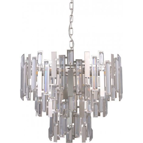 Lustre moderne Italux Lukas chrome cristal 9xE14 Ø51cm (1/3)
