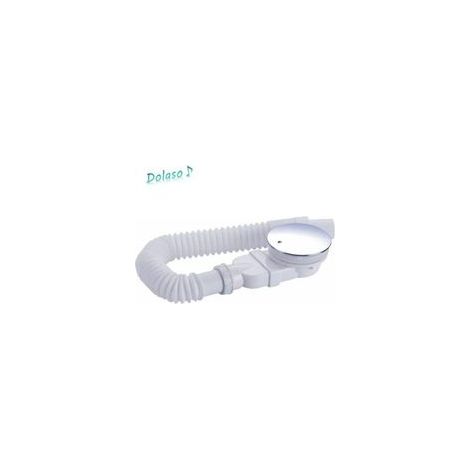 Bonde de douche 90 mm, extra plat, trou de vidange pour bac de douche, siphon avec système anti-odeurs, tamis à cheveux, couvercle chromé,blanc, (Avec tuyau) (1/5)