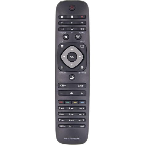 Télécommande de remplacement Philips, télécommande universelle pour téléviseur intelligent Philips, compatible avec les références Philips 242254990467, YKF308-001 et 996590000449. (1/5)
