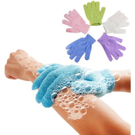 Lot de 5 gants de bain exfoliants pour douche, spa, massage et gommage corporel, élimine les cellules mortes de la peau, doux et (1/4)