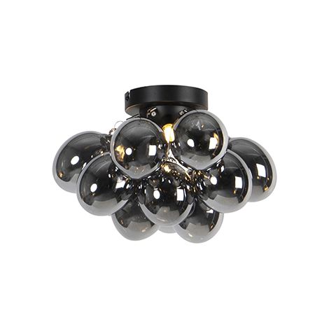 Design Ceiling Light Black with Smoke Glass 3-Light - Uvas