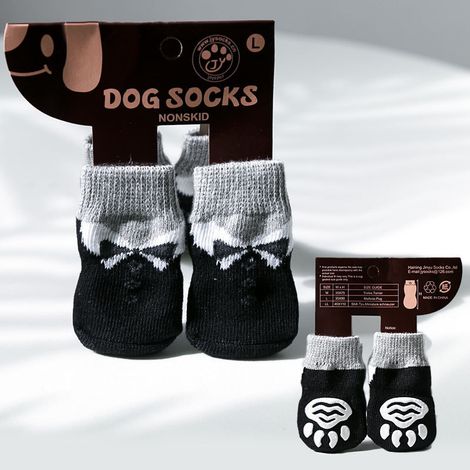 Anti-dérapant chien jarretière griffe protection chien automne et hiver chaussettes élastiques chaudes Teddy Fawdow Bomei chaussures accessoires 7.53cm 1 jeu de 4 noir