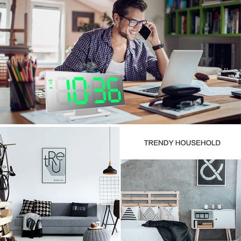 Réveil de bureau électronique multifonction avec affichage de la température, fonction snooze et veilleuse, grand affichage LED. (1/5)