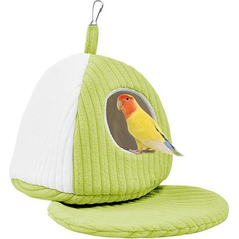 Vogelnester-Käfig – Warme Hängematte für Kleintiere, Winterkomfort mit grün-weißem Plüschfunktion  KORB