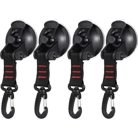4 Pièces Ancre à Ventouse avec Fixation du Crochet d'Arrimage, Crochet de Fixation de Ventouse Auvent pour Tentes Latéral de Voiture Accessoire de Bâche de Camping (1/4)