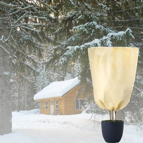 200x240 cm Housse Hivernage Plante, Plantes Con Ajustable avec Cordon de Serrage à Glissière, Protection Arbre Hiver, Réutilisable Tissu De Protection des Plantes d'hiver de Gel (Beige) (1/5)