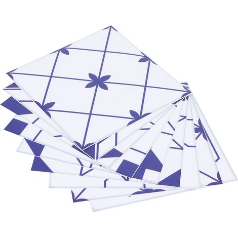 Lot de 10 autocollants adhésifs noirs et blancs pour papier peint, carrelage décoratif imperméable pour sol de chambre. (1/5)