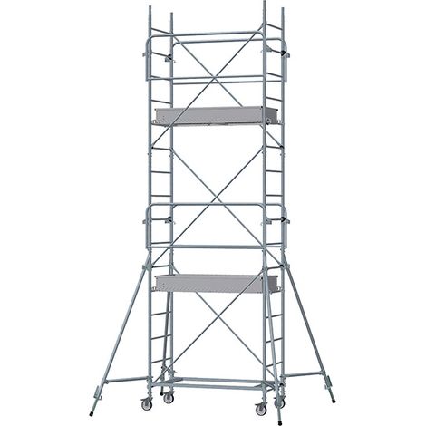 Echafaudage roulant acier - Hauteur de plateforme : 5.00m - Hauteur de travail max. : 7.00m - 8115052