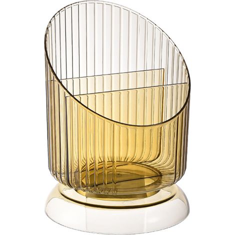 Soporte para brochas, plástico transparente, 3 compartimentos, organizador de escritorio, maquillaje (1/5)
