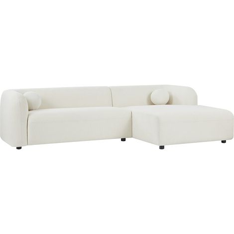 Divano angolare destro in tessuto bouclette bianco avorio - OVOTAS