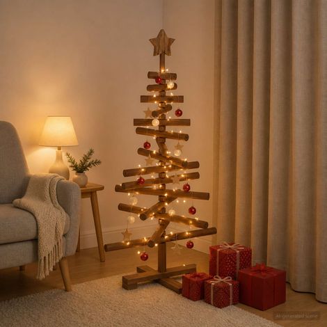 vidaXL Árbol de Navidad de madera KOTKA 90 cm Madera de Pino Maciza (1/5)