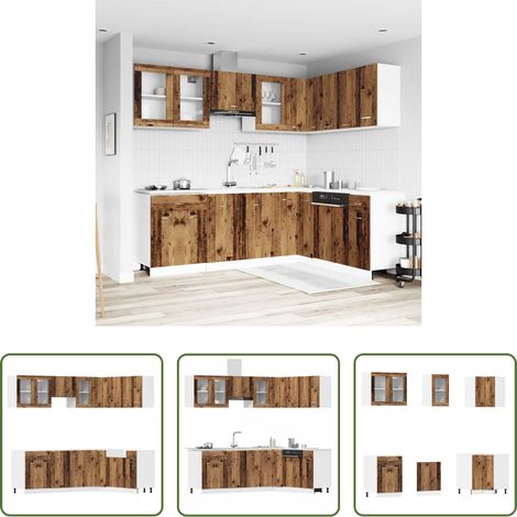 vidaXL Armoires suspendues -  Ensemble de 11 meubles de cuisine "Lyon" en bois d'ingénierie vieilli (1/5)