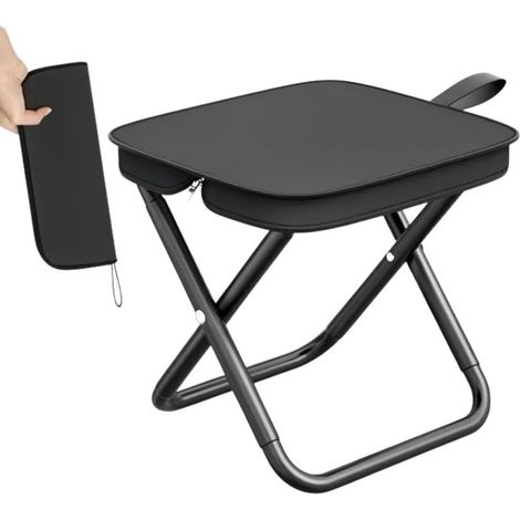 Tabouret pliant d'extérieur, 33 x 26 x 32 cm, tabouret de camping portable pliable, tissu Oxford de haute qualité, capacité de charge 120 kg, chaise de camping pliable pour la randonnée, la (1/5)