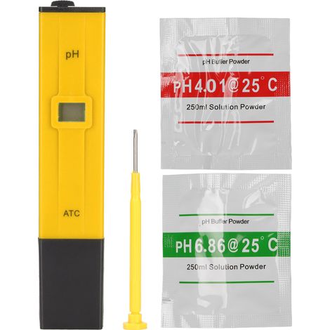 Digitales pH-Messgerät, Messbereich 0,0–14,0, hohe Präzision, pH-Stift für Aquarium, Labor, Schwimmbad, gelb und schwarz (1/5)